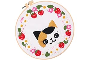 Baluue Cat Embroidery Kit for Beginners, DIY Cartoon Cat Cross Stitch Kit, Handmade Embroidery Material Set