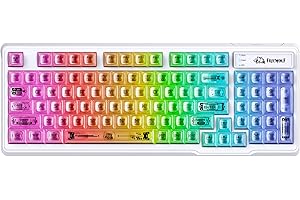 ZIYOU LANG M95 Transparent Membrane Keyboard,Wired Gaming Keyboard with Clear Keycap,Rainbow RGB Backlit,Side Light bar,94 Si