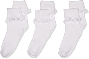 Jefferies Socks Girl's Eyelet Lace Socks 3 Pair Pack