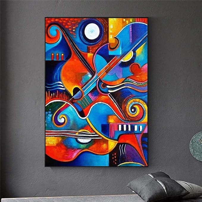 Guitarra Abstracta Graffiti Pared Arte Lienzo Pintura Cartel impresión