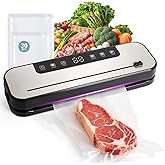 Vacuum Sealer for Food, 6-in-1 Food Sealer Machine 75Kpa for Dry and Moist, Automatic Vacuum Sealing with Built-in Cutter & 30 Vacuum Bags