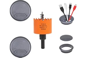 VIKITON Desk Grommet 2 inch with Hole Saw, Desk Cord Hole Cover Grommet for Cables, 2 PCS, Black