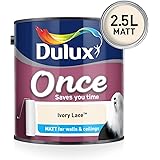 Dulux Once Matt Emulsion Paint For Walls And Ceilings - Ivory Lace 2. 5 Litres