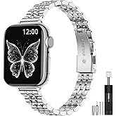 MioHHR Slim Metal Bands Compatible with Apple Watch Band Ultra3/2/1 Series 11 10 9 8 7 6 5 4 3 2 1 SE3/2/1, Thin Stainless Steel Strap for Women iWatch Band 49mm 46mm 45mm 44mm 42mm 41mm 40mm 38mm
