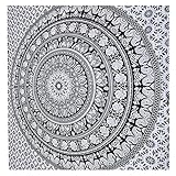 Twin Black and White Hippie Elephant Mandala Tapestry College Dorm Bohemian Wall Hanging Indian Traditional Beach Throw Wall Art Bedspread Tapestries (Kitchen)
