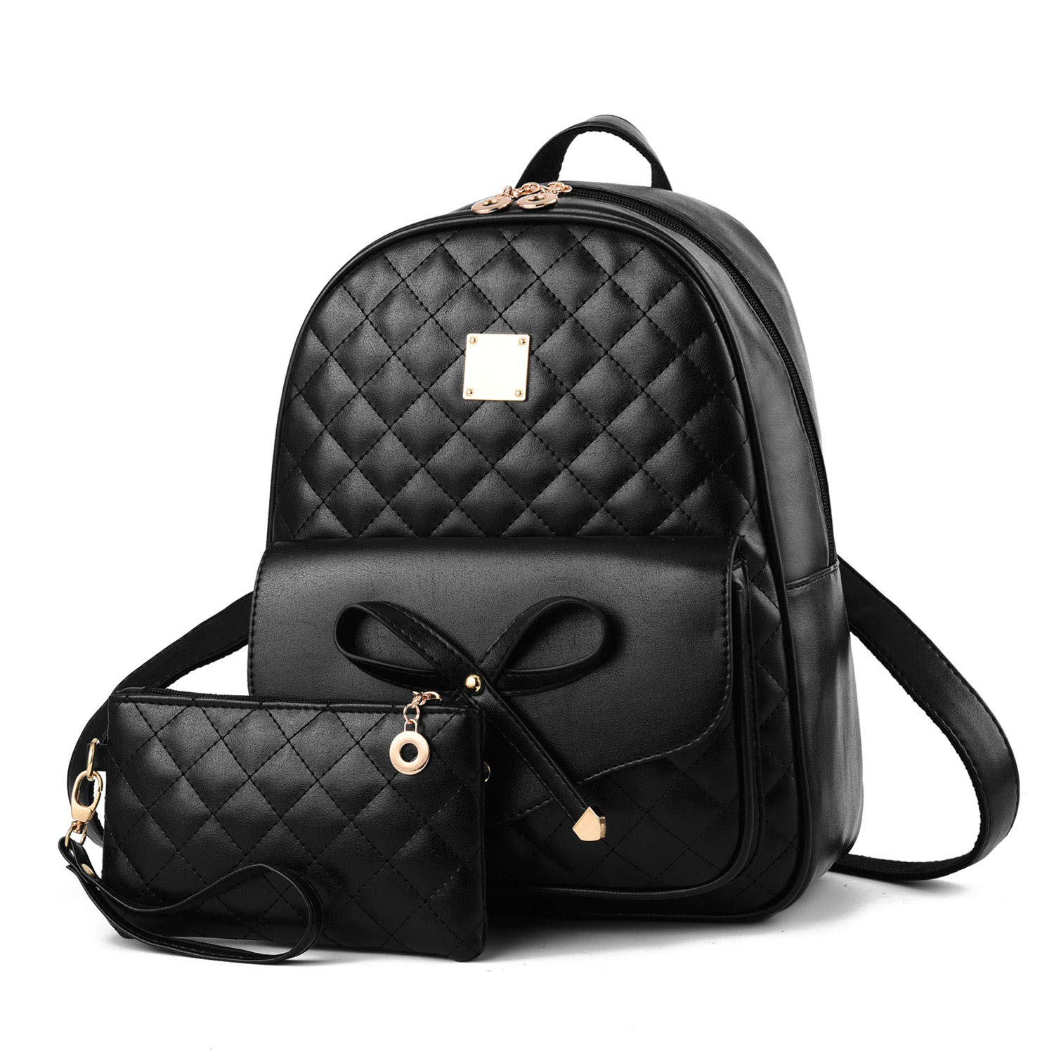 IHAYNER 2-PCS Girls Fashion Backpack Bowknot Cute Mini Backpack PU Leather Rucksack Purse for Women COMET