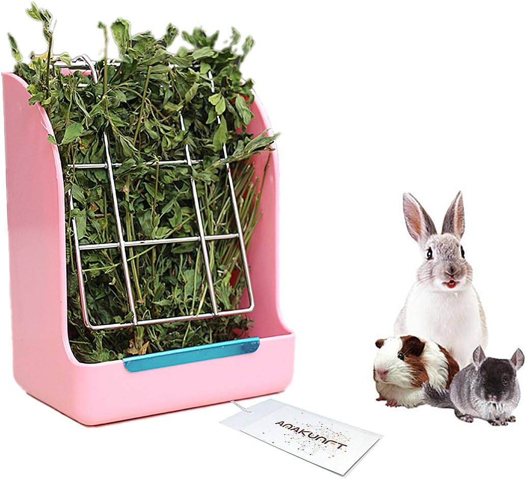 Guinea Pigs Hay Feeder Rack, Rabbit MessFree Alfalfa Dispenser,Hay