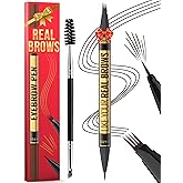 Vevivia Beauty Eyebrow Pen - Microblading eyebrow pencil with Micro-Fork Tip & Precision Tip for Natural Brows, Eyebrow Pencils for Women, Dual-Ended Brow Brush, Waterproof, Dark Brown