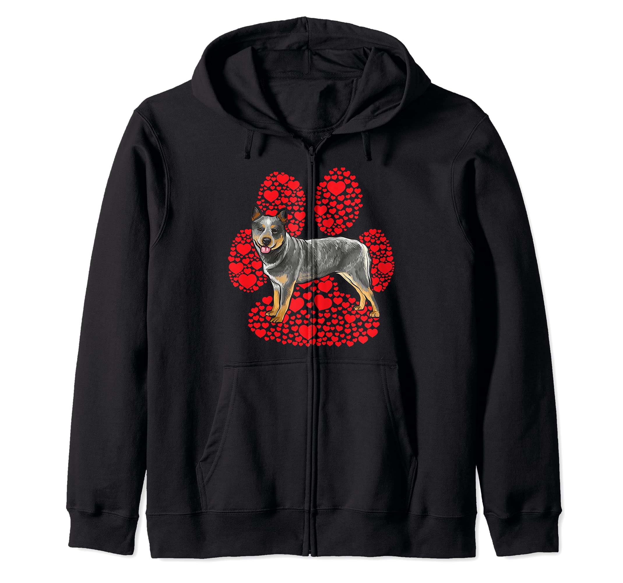 Australian Cattle Dog Valentines Day Dog Love Paw Zip Hoodie