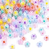 PAGOW 182Pcs Transparent Flower Beads, Mix Candy Colors Flower Bead Used for DIY Jewelry Findings Making Bracelet Wedding Decoration Embellishments(12mm)