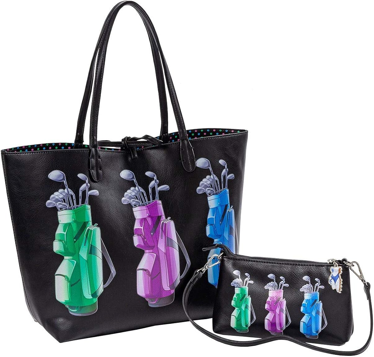 Sydney Love Sport Golf Bag Print Reversible Tote & Wristlet, Black