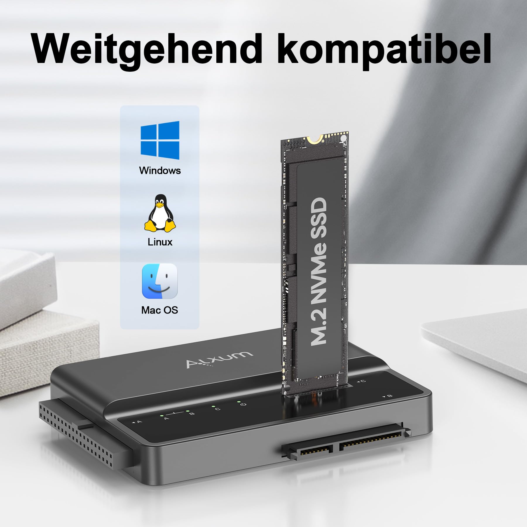 Alxum IDE SATA USB Adapter, USB 3.0 Festplatten Adapter mit Netzschalter 3