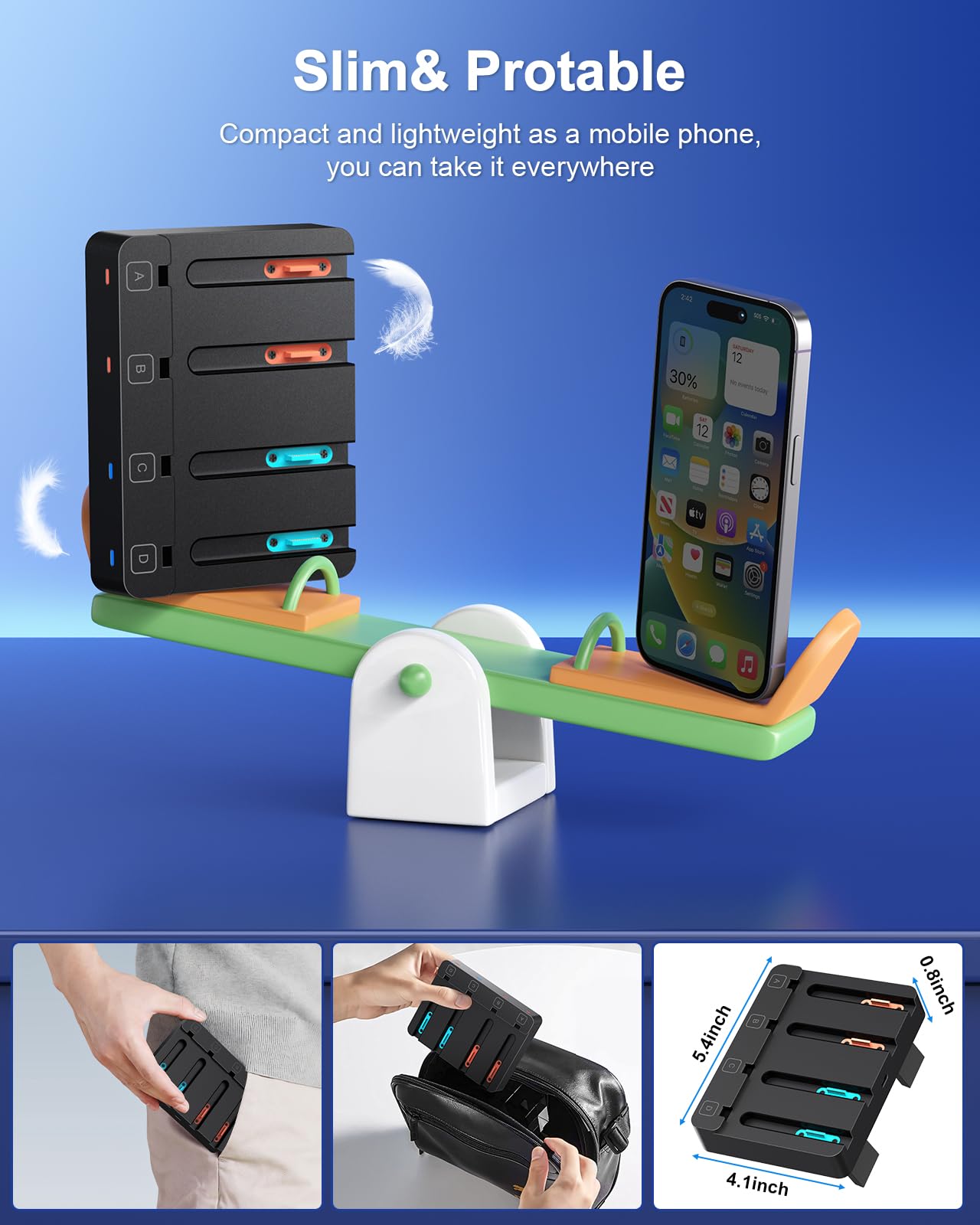 [Fit für Switch 2&1] 8 in 1 Controller Ladestation für Nintendo Switch 2/Switch1/OLED Modell Zubehör, WAXITY Schnelle Magnetische Horizontale Ladegerät für Joy Con 2 & für Joycon 1 mit USB Ladekabel 6