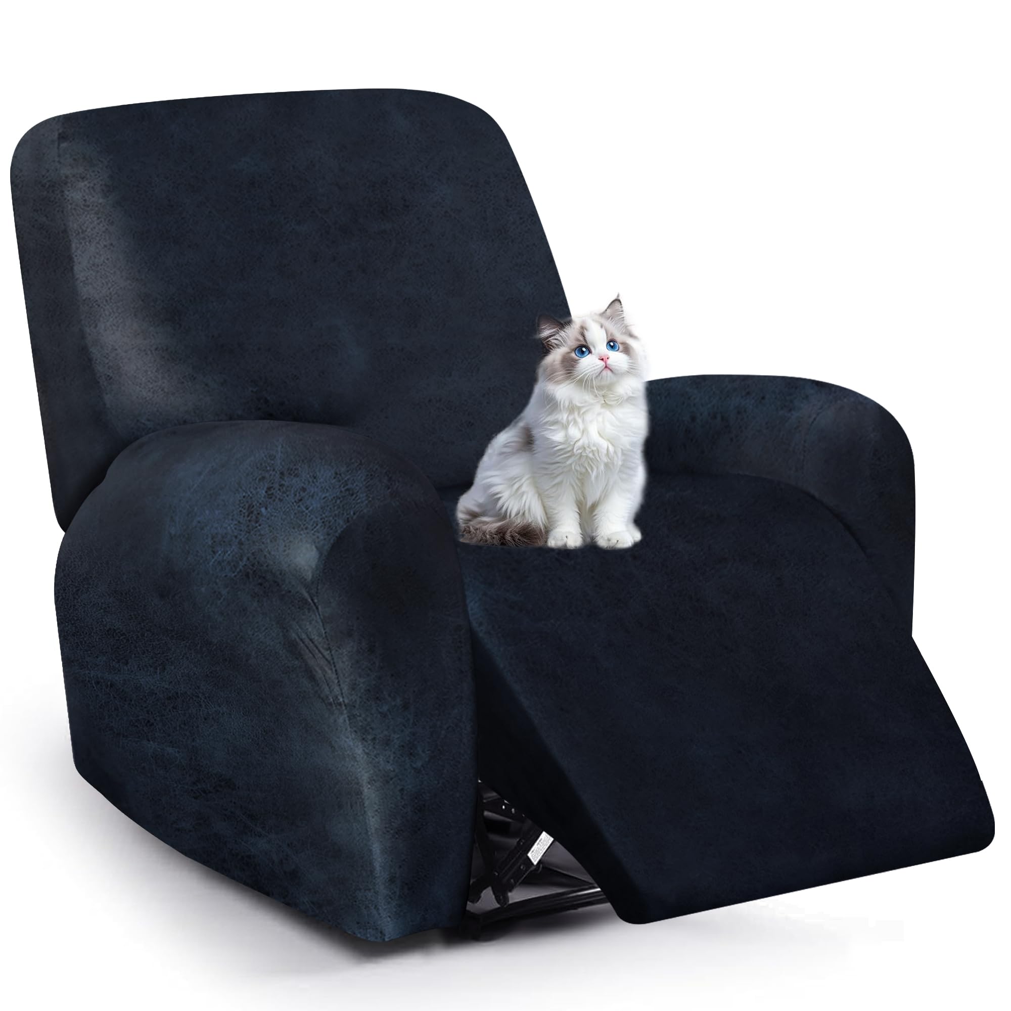 Photo 1 of *USED*
ANARACHON Leather Look Recliner Chair Covers, 4-Pieces Stretch Recliner Cover, Soft Reclining Chair Slipcover, Washable Furniture Protector for Lazy Boy Recliner (1 Seater, Navy)