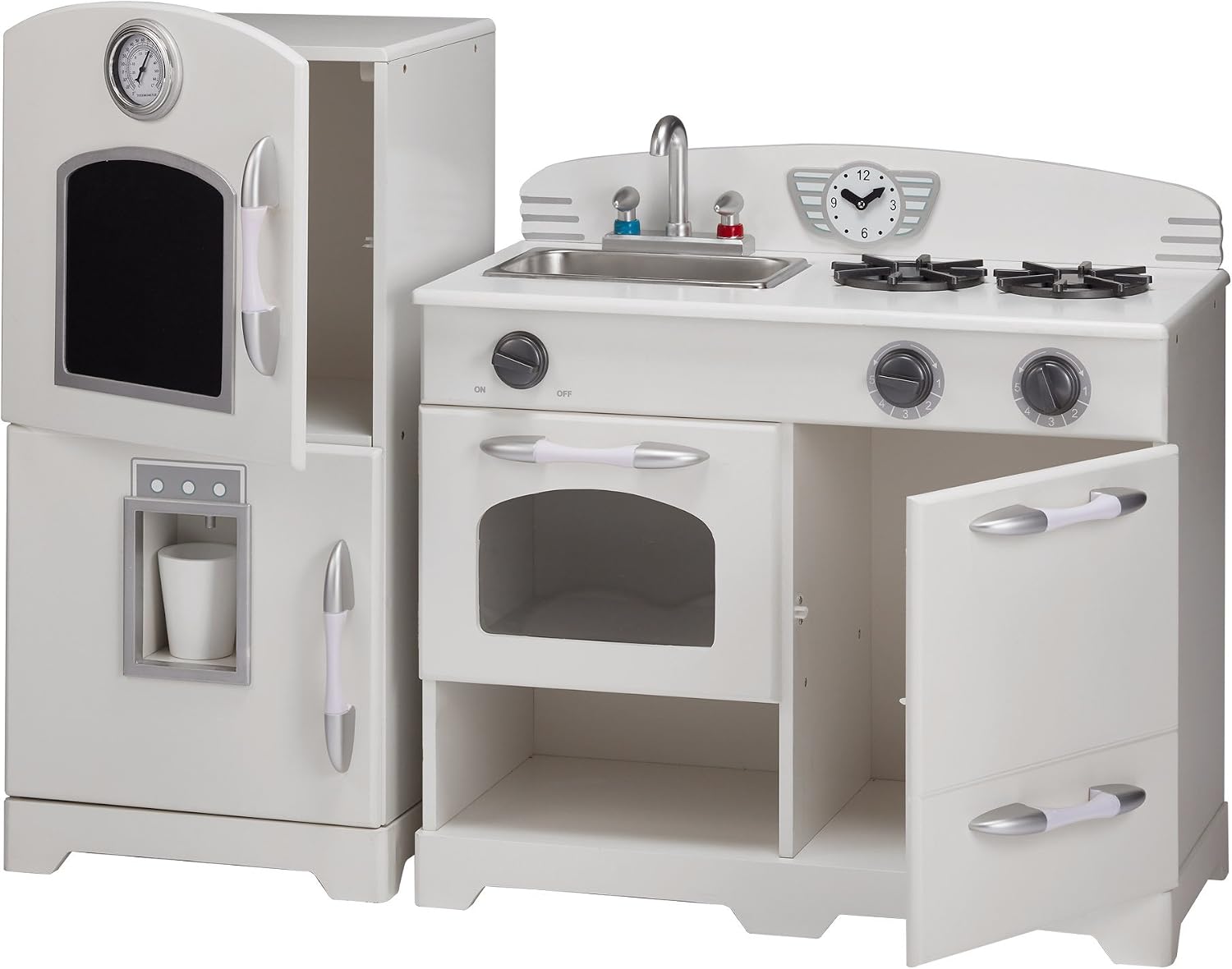 White Wooden Toy Kitchen with Fridge Freezer and Oven by Teamson Kids TD-11413W, Large - Image 5