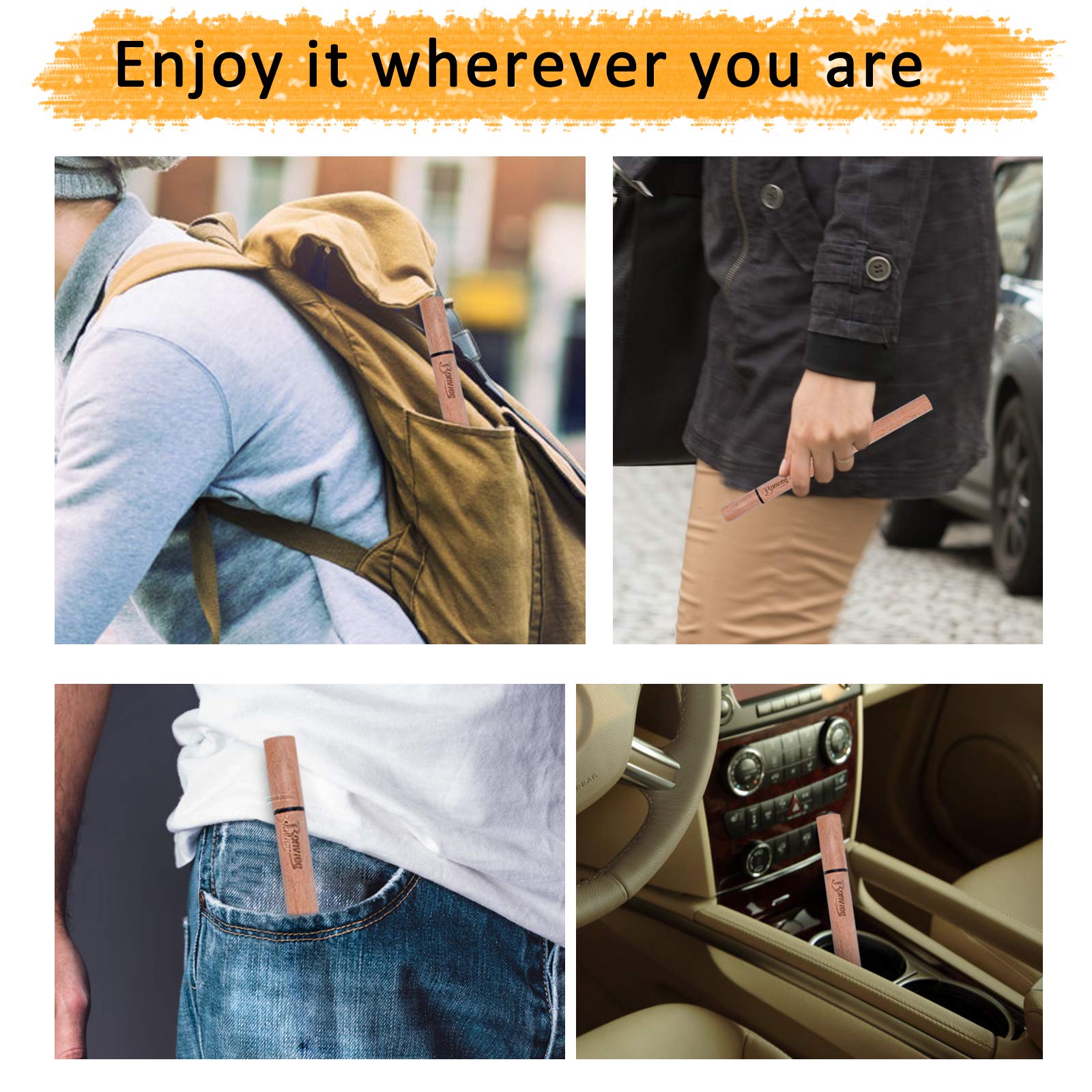 Bonviee Stainless Steel Straws 8.5 Inch Drinking Straws Metal Straws Reusable with Wooden Travel Case and Cleaning Brush Metal Drinking Straws for 20 OZ Tumbler YETI Cups (3 Size)