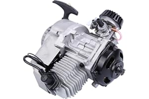 AMBIENCEO 47cc 49cc Mini Engine 2-Stroke Motor Pull Start Engine Single Cylinder Motor Air Cooled Complete Engine Kit for Pocket Bike Mini Dirt Bike ATV Scooter 30:1