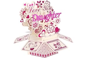 Love You Pop Up Card, 3D Happy Birthday Pop Up Card with Envelope & Greeting Cards Romantic Heart Flower Pattern for Aunt Mom