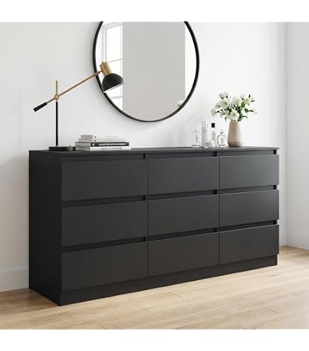 Amazon.com: WHDQPX Black Dresser for Bedroom,Modern Large 6 Drawer Dresser  with Deep Drawer,Wood Storage Chest of Drawer,TV Stand for Living  Room,Bedroom Storage Organizer Furniture : Home & Kitchen