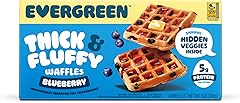 Evergreen Thick & Fluffy Waffles, Blueberry - Whole Grains, No Preservatives, Nut-Free, Individually Wrapped, Air Fryer Ready