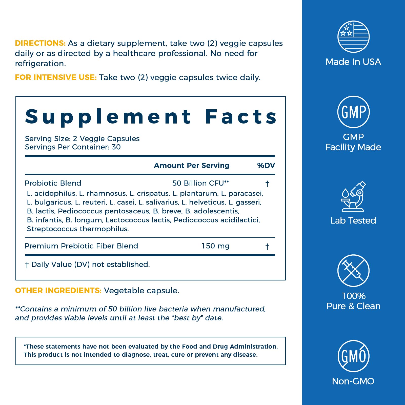 NewRhythm Probiotics 50 Billion CFU 20 Strains, 60 Veggie Capsules, Targeted Release Technology, Stomach Acid Resistant, No Need for Refrigeration, Non-GMO, Gluten Free