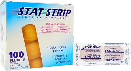 Amazon Com Stat Strip Adhesive Bandages 100 Flexible Latex Free 1x3 Inch Health Personal Care