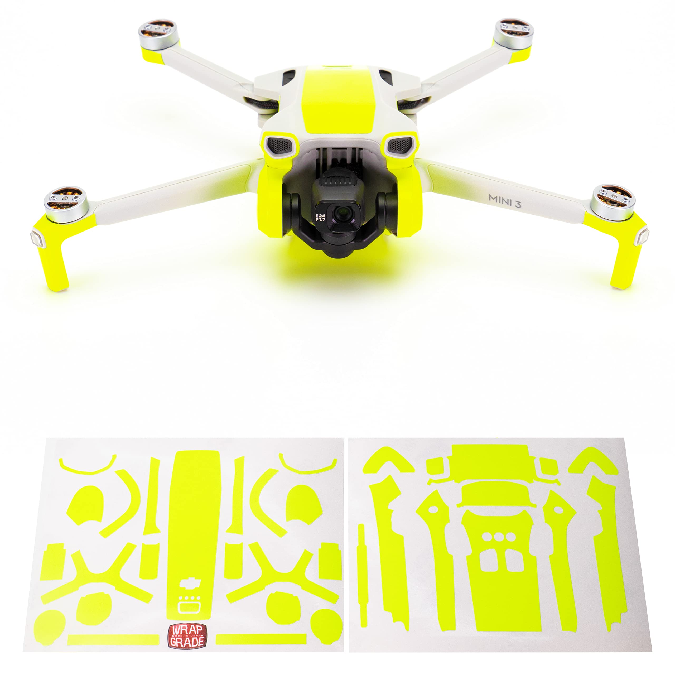 WRAPGRADE Skin Stickers Compatible with DJI Mini 3 | Accent Color (NEON YELLOW)