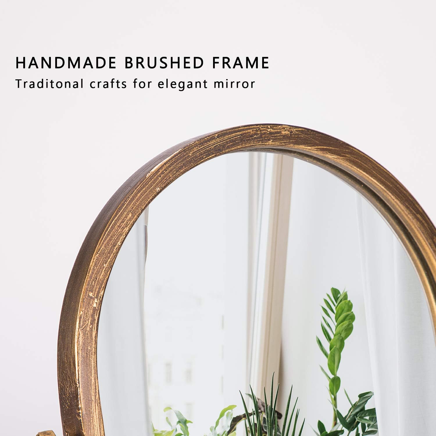 Geloo Vintage Vanity Mirrors Decor - Desk Makeup Antique Mirrors 360 Adjustable Rotation,Golden Metal Framed 10" Small Standing Mirror, for Tabletop Decor, Office, Bedroom, Bathroom, Living Room: Furniture & Decor