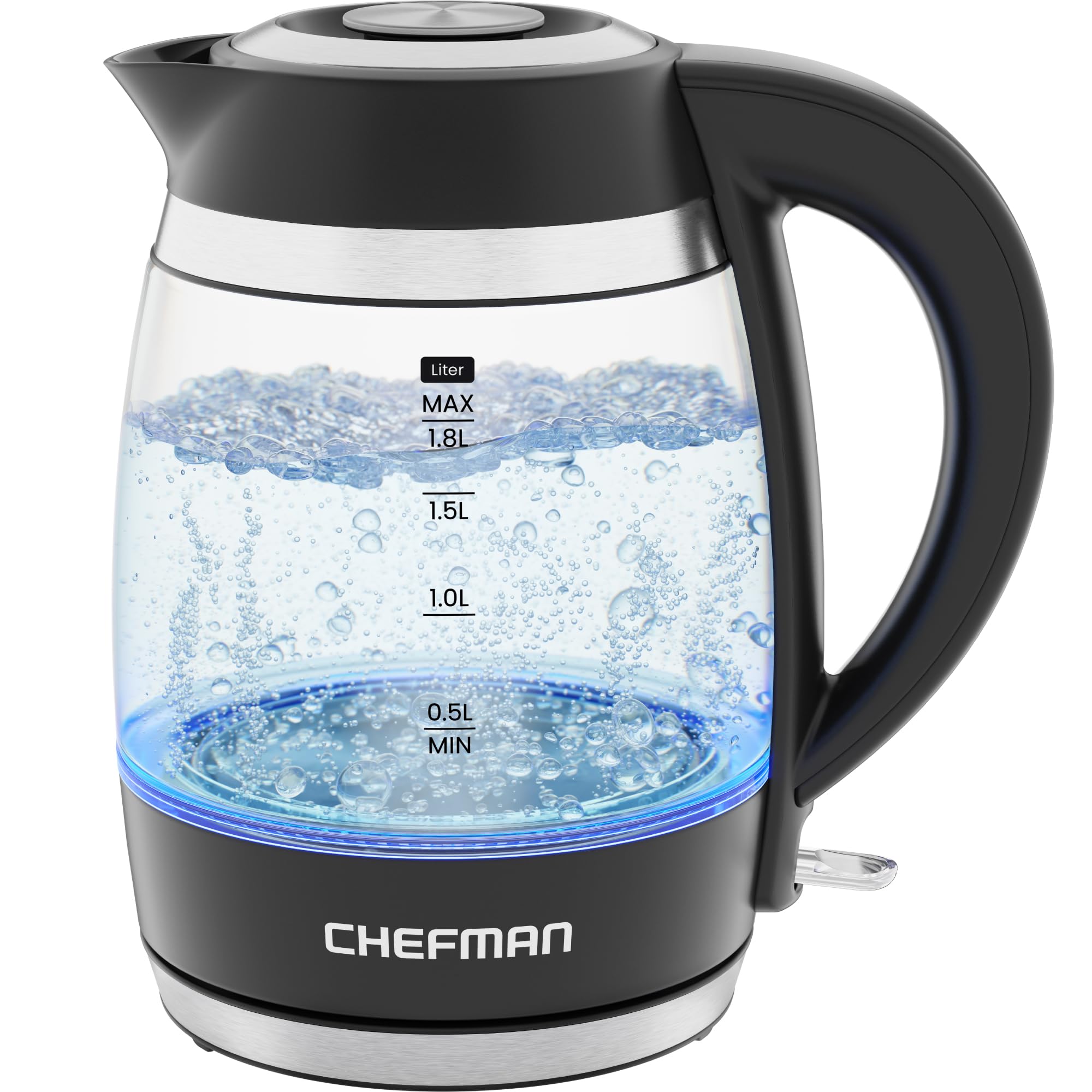 Photo 1 of *UNTESTED*
Chefman Electric Kettle, 1.8L 1500W, Hot Water Boiler, Removable Lid for Easy Cleaning, Auto Shut Off, Boil-Dry Protection, Stainless Steel Filter, BPA Free, Borosilicate Glass Electric Tea Kettle