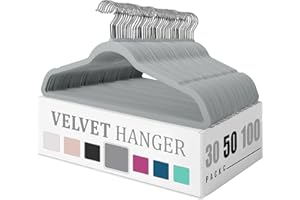 Flysums Premium Velvet Hangers 50 Pack, Heavy Duty Study Gray Hangers for Coats, Pants & Dress Clothes - Non Slip Clothes Hanger Set - Space Saving Felt Hangers for Clothing
