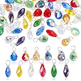 AHANDMAKER Crystal Teardrop Charms Glass Pendants Faceted Drop Bead Charms Chandelier Dangle Pendants with Copper wire for Jewelry Craft Making Home Hanging Decoration