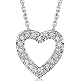 MomentWish Initial Necklaces for Women, Birthday Gifts for Wife, 0.285 Carat Moissanite Heart Necklace, 925 Sterling Silver Letter Necklace, Christmas Anniversary Valentine's Day Gifts for Her