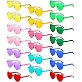 Frienda 20 Pairs Heart Shaped Sunglasses Rimless Candy Color Glasses for Women Men Party Favor