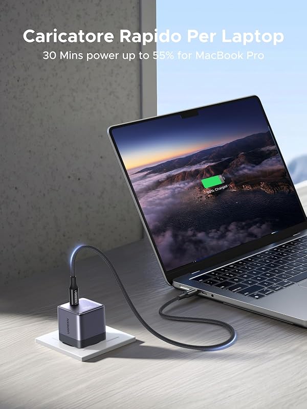 Nexode Air 100W Caricatore USB C con Cable USB C (Grigio)