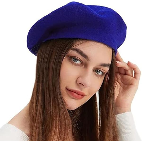Beaded Lavender Circle on Beret for Women 100% Cotton - Blue  display picture 3