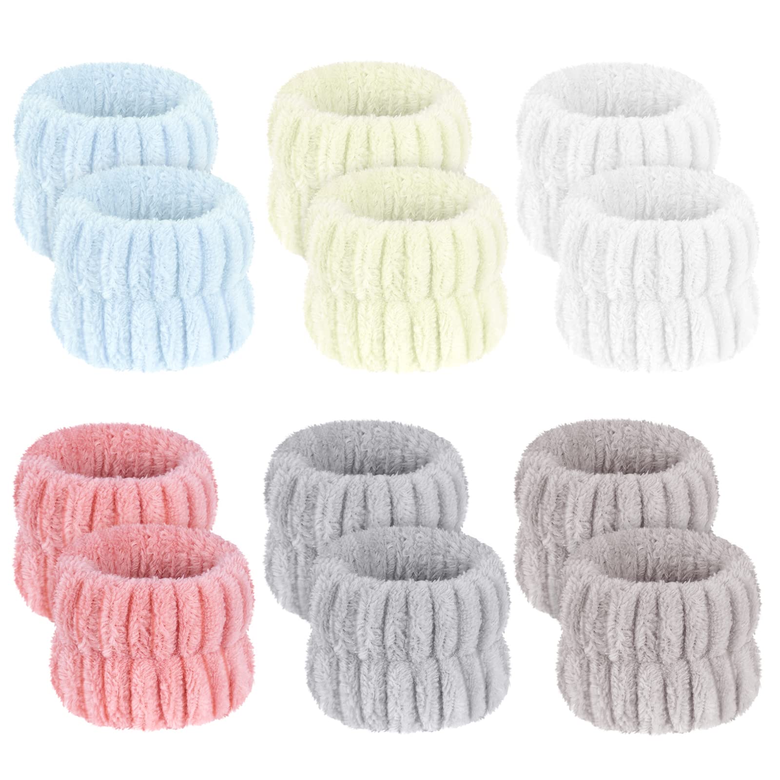 AOOWU 12Pcs Face Wash Wristband, Microfiber Wrist Wash Band for Women Girls Makeup, Spa Wristband for Washing Face skincare, Elastic Facial Washing Wristbands Prevent Liquid from Spilling Down Arms