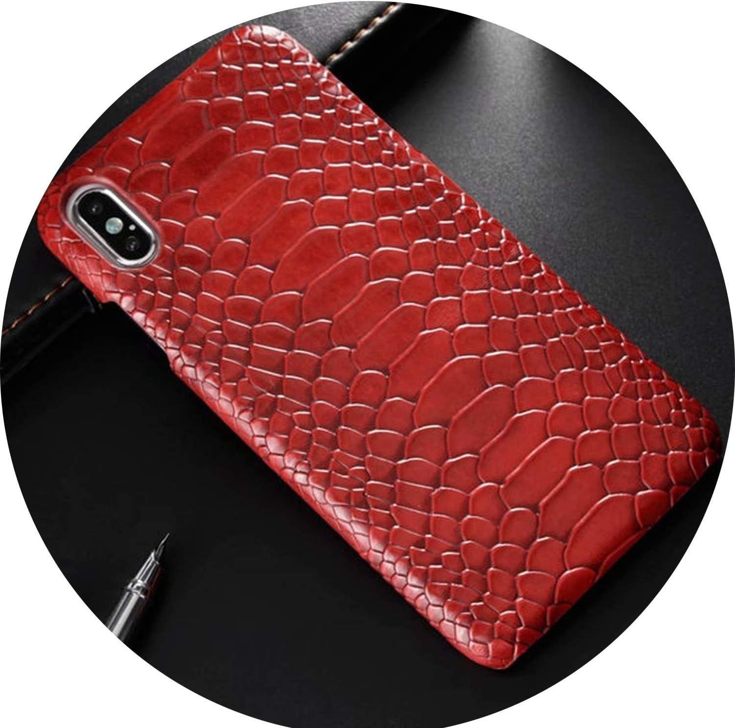 Snake Skin Leather Phone Case for iPhone Xs Max X XR 8 7 6 6s Plus Luxury PU Leather Shockproof Back Cover for iPhone X 7 Case,red,for 6