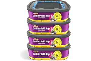 WOOANT Cat Litter Refill Bags Cartridge 4 Pack 24FT, Compatible with Pet Genie Standard/Plus/Style Pail Refills, 7-Layer Odor Control & Leak-Proof Waste Bags, Lasts Up to 48 Weeks