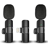 Caymuller Professional Wireless Lavalier Lapel Microphone for iPhone iPad, Mini Lapel Mics Plug-Play 2.4G Ultra-Low Delay Noi