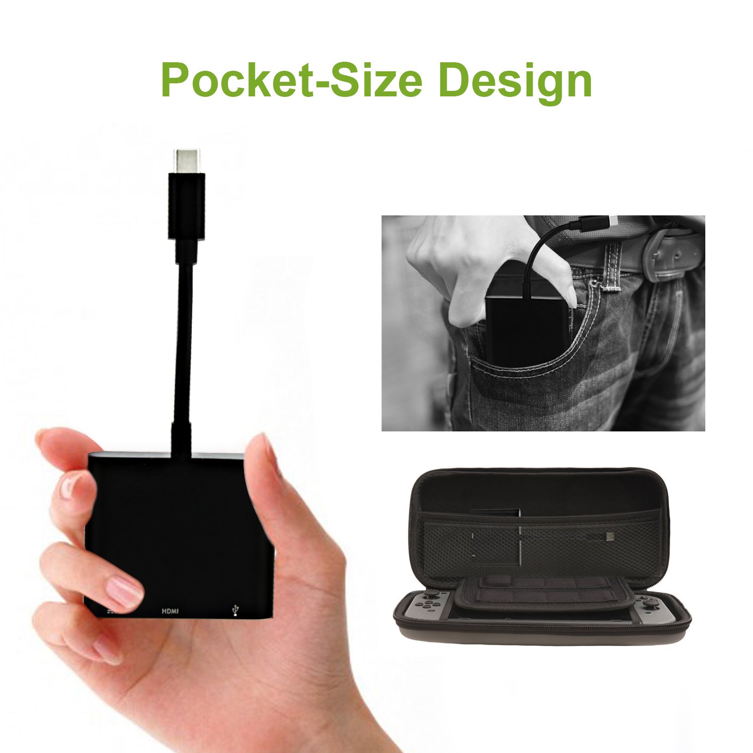 HDMI USB C Hub Adapter for Nintendo Switch, 1080P 4K Type C to HDMI Converter Dock Cable for Nintendo Switch