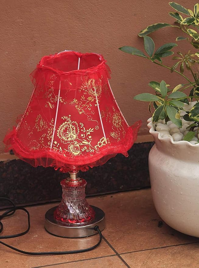 Buy Pelo Red Shade Table Night Lamps for Bedroom Home Decoration