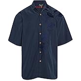 Bamboo Cay Mens Short Sleeve Island Leaf Nation Casual Embroidered Woven Shirt