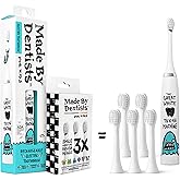 Made by Dentists Kids Electric Toothbrush - Rechargeable Vibrating Toothbrush with Timer, Includes 6 Replacement Heads, Gently Cleans Teeth, Kid & Toddlers Age 2+, Shark