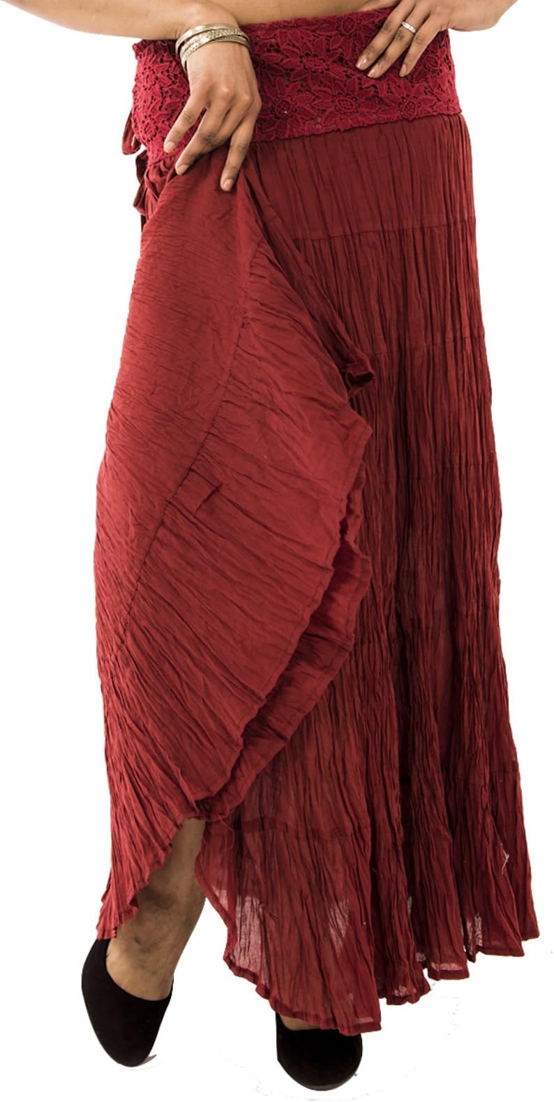 Gekko Flamenco Skirt, Long WRAP Skirt Maroon