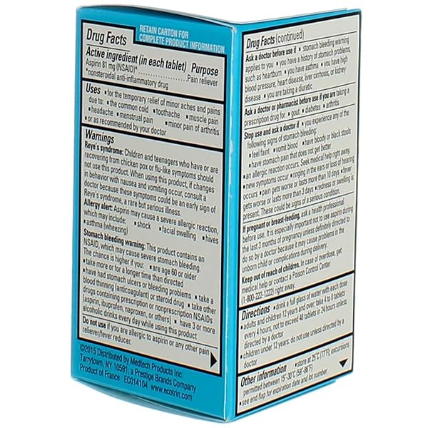 ECOTRIN LOW STRENGTH SAFETY COATED ASPIRIN | NSAID | 81MG | 150 TABLETS (3 PACK)