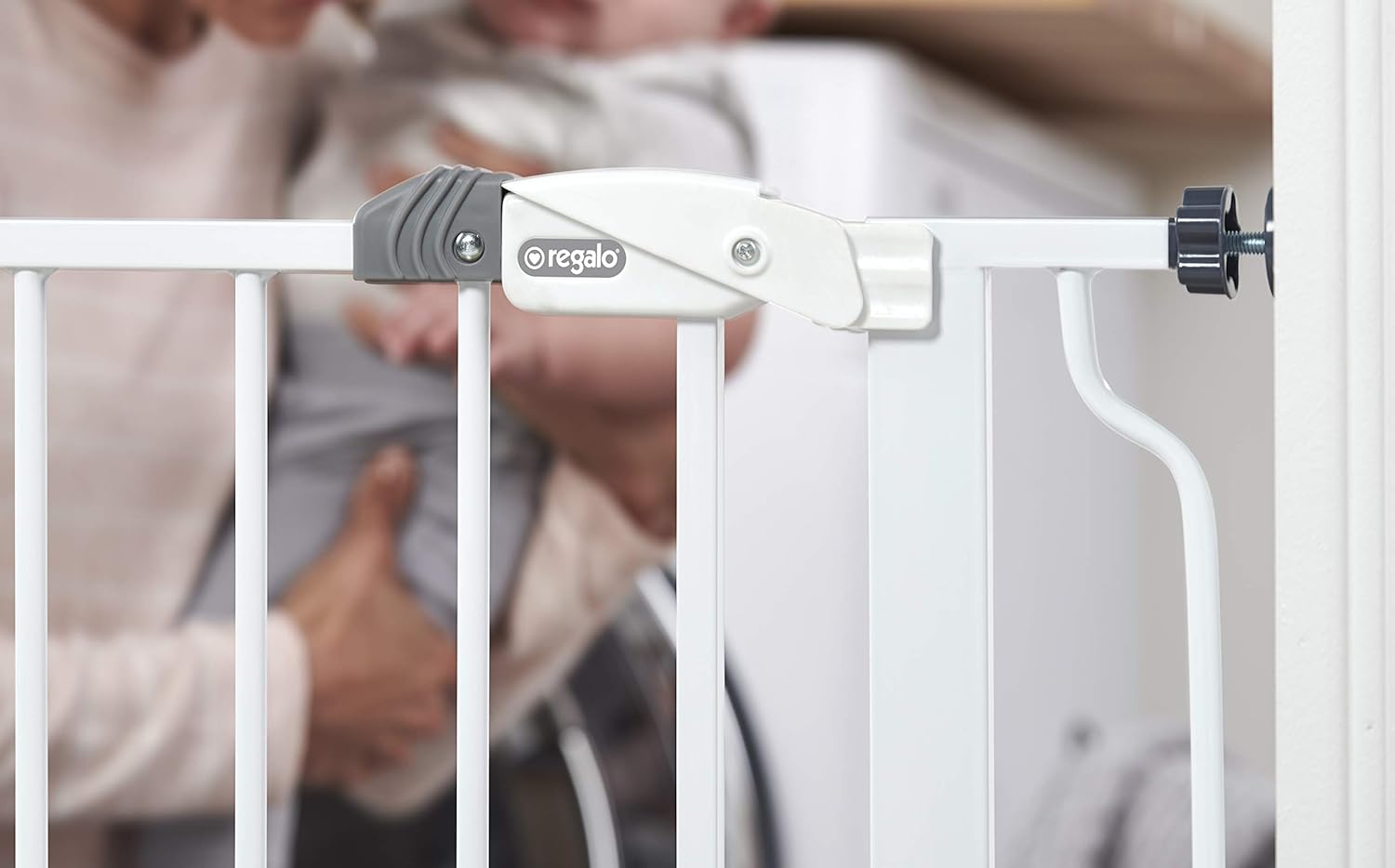 Regalo Easy Step 49-Inch Extra Wide Baby Gate, Includes 4-Inch and 12-Inch Extension Kit, 4 Pack of Pressure Mount Kit and 4 Pack of Wall Mount Kit : Indoor Safety Gates : Baby