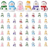 WinnerWhy 48 Pcs Winter Mini Resin Snowman Tiny Snowman Figurines with Colored Hat Garden Miniature Landscape Accessories Dollhouse Hide Crafts Decor (Lovely)