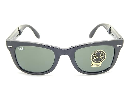 New Ray Ban Folding Wayfarer RB4105 601 Glosssy Black/Green 50mm Sunglasses