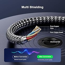Nanxudyj 2RCA to 3.5mm Cable 40ft,Nylon-Braided