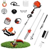 5-in-1 Gas Powered Weed Eater &amp; Hedge Trimmer for Yard, 52cc 2-Cycle Engine | Weed Wacker Gas with Protective Gear Set, Includes Hedge and String Trimmer, Brush Cutter (3T &amp; 40T Blades), Pole Saw